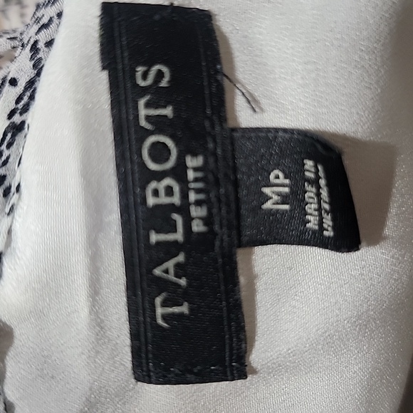 Talbots Size MP Tie Neck White with Black Paisley Blouse Exc. Used Cond. - Picture 12 of 14